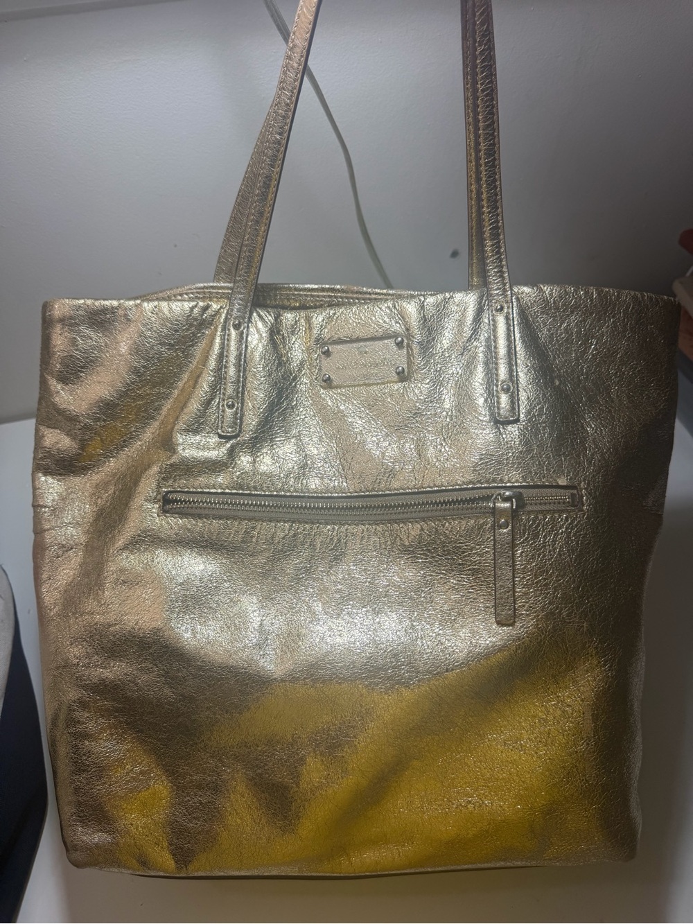 Kate Spade New York Metallic Gold Leather Tote Bag